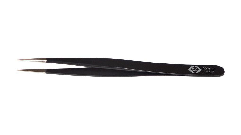 Pincettes ESD / Précision Acier inoxydable Très acéré / Fin 120mm